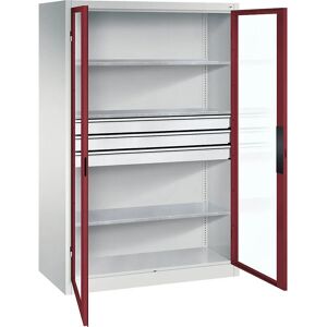 C+P Stahlschrank - 1950x1200x600mm, Hellgrau / Rubinrot C+P Stahlschrank - 1950x1200x600mm, Hellgrau / Rubinrot