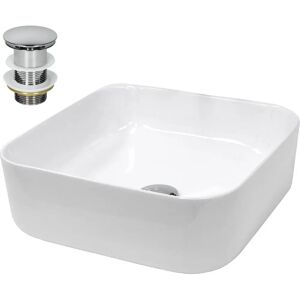 Lavabo Quadrato in Ceramica ECD Germany - 390x390x140mm - Design Moderno Lavabo Quadrato in Ceramica ECD Germany - 390x390x140mm - Design Moderno