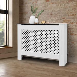 ECD Germany Radiator Cover - Rustoek Pattern - Wit MDF - 112x19x82cm ECD Germany Radiator Cover - Rustoek Pattern - Wit MDF - 112x19x82cm