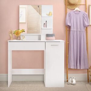 ML-Design Coiffeuse - Blanc, 90x38x138cm, Miroir, Rangement - Publicité ML-Design Coiffeuse - Blanc, 90x38x138cm, Miroir, Rangement - Publicité