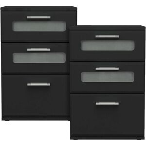 Comodino ML-Design con 3 Cassetti - Nero MDF Moderno Comodino ML-Design con 3 Cassetti - Nero MDF Moderno