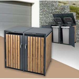 ML-DESIGN Casetta Doppia per Bidoni - Acciaio, Modulare, 240L ML-DESIGN Casetta Doppia per Bidoni - Acciaio, Modulare, 240L
