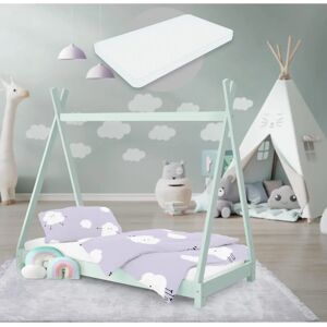 Kinderbed ML Design - Den, Munt, Hypoallergeen Schuimmatras - 70x140cm - Kinderkamer Kinderbed ML Design - Den, Munt, Hypoallergeen Schuimmatras - 70x140cm - Kinderkamer