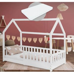 ML-DESIGN Børneseng med Tag, Hvid, 80x160cm, Sikkerhedsrails ML-DESIGN Børneseng med Tag, Hvid, 80x160cm, Sikkerhedsrails