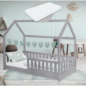 ML-Design Børneseng 80x160 cm lysegrå med madras og beskyttelse - Børneseng ML-Design Børneseng 80x160 cm lysegrå med madras og beskyttelse - Børneseng