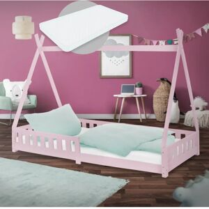 Lit enfant ML-Design tipi rose avec protections - 200x90cm - Publicité Lit enfant ML-Design tipi rose avec protections - 200x90cm - Publicité
