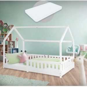 Lit d'enfant ML-Design blanc avec garde-corps 90x200cm - Publicité Lit d'enfant ML-Design blanc avec garde-corps 90x200cm - Publicité