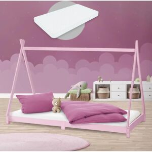 ML-Design Tipi Bed 90x200cm met Lattenbodem, Roze, Dennenhout, Kinderbed ML-Design Tipi Bed 90x200cm met Lattenbodem, Roze, Dennenhout, Kinderbed