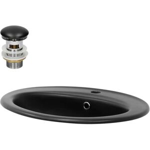 Lavabo en Céramique de Haute Qualité ML-DESIGN Ovale Noir Mat - 570x485x195mm - Publicité Lavabo en Céramique de Haute Qualité ML-DESIGN Ovale Noir Mat - 570x485x195mm - Publicité