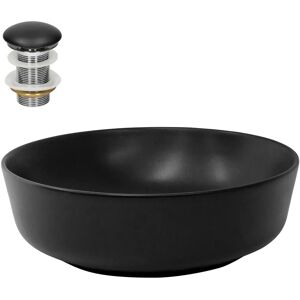 Lavabo Rond en Céramique Noire Mat ML-Design - Économise d'Espace - Salle de Bain Moderne - Publicité Lavabo Rond en Céramique Noire Mat ML-Design - Économise d'Espace - Salle de Bain Moderne - Publicité