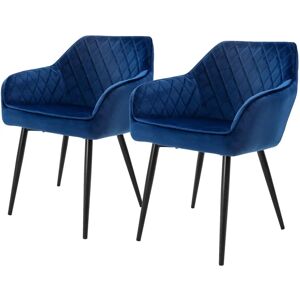 ML-Design 2 Ciemnogranatowe Krzesła z Aksamitu - Krzesła do jadalni ML-Design 2 Ciemnogranatowe Krzesła z Aksamitu - Krzesła do jadalni