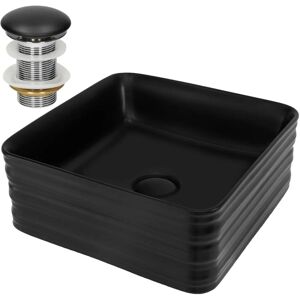 ML-DESIGN Lavabo en Céramique Noire Mate 39x39x15cm Mur ou Sur Meuble - Publicité ML-DESIGN Lavabo en Céramique Noire Mate 39x39x15cm Mur ou Sur Meuble - Publicité