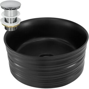 ML-Design Lavabo Rotondo in Ceramica Nera Moderna - Lavabo Bagno ML-Design Lavabo Rotondo in Ceramica Nera Moderna - Lavabo Bagno