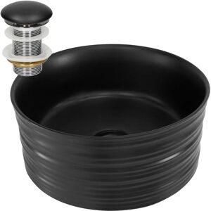 ML-Design Lavabo en Céramique Noir Mat Rond - Lavabo de Salle de Bain - Publicité ML-Design Lavabo en Céramique Noir Mat Rond - Lavabo de Salle de Bain - Publicité