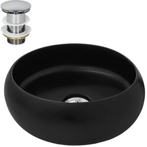 Lavabo Rotondo in Ceramica Nera - Ø 350 x 120 mm ML-Design Lavabo Rotondo in Ceramica Nera - Ø 350 x 120 mm ML-Design