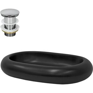 Lavabo ovale in ceramica ML-Design - Nero - A Parete o Sulla Base - 650x450x110mm Lavabo ovale in ceramica ML-Design - Nero - A Parete o Sulla Base - 650x450x110mm