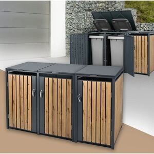 ML-DESIGN Abri triple pour poubelles - Rangement jardin - Publicité ML-DESIGN Abri triple pour poubelles - Rangement jardin - Publicité