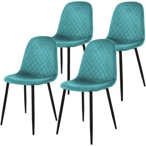ML-DESIGN Petrolblau Fluwelen 4 Eetkamerstoelen - Stoelen ML-DESIGN Petrolblau Fluwelen 4 Eetkamerstoelen - Stoelen