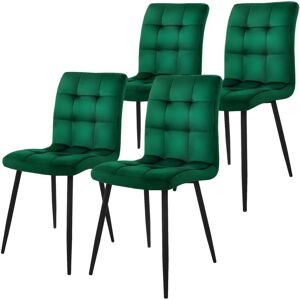ML-DESIGN Set van 4 Groene Fluwelen Eetkamerstoelen ML-DESIGN Set van 4 Groene Fluwelen Eetkamerstoelen