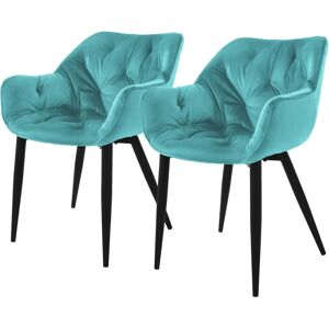 ML-Design Zestaw 2 Krzeseł do Jadalni - Aksamitu Niebieski - Ergonomiczne & Metalowe Nogi ML-Design Zestaw 2 Krzeseł do Jadalni - Aksamitu Niebieski - Ergonomiczne & Metalowe Nogi