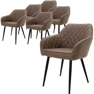 ML-Design Set 6 Eetkamerstoelen Bruin Modern en Bekleed ML-Design Set 6 Eetkamerstoelen Bruin Modern en Bekleed