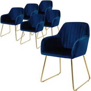 ML-Design Sillas de comedor de terciopelo azul - 6 sillas ML-Design Sillas de comedor de terciopelo azul - 6 sillas