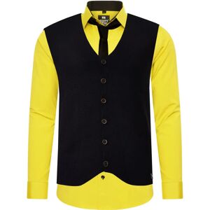 RUSTY NEAL Gele 6XL Casual Overhemd met Vest & Stropdas - Overhemd RUSTY NEAL Gele 6XL Casual Overhemd met Vest & Stropdas - Overhemd