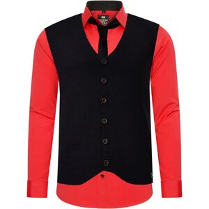 Rusty Neal 4XL Rode Overhemd met Weste en Krawatte - Overhemd Rusty Neal 4XL Rode Overhemd met Weste en Krawatte - Overhemd