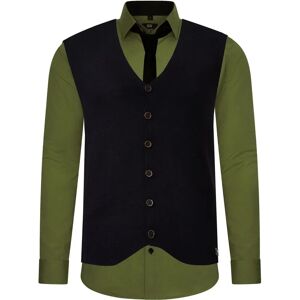 RUSTY NEAL Heren Lange Mouw Shirt 4XL Groen met Weste en Stropdas RUSTY NEAL Heren Lange Mouw Shirt 4XL Groen met Weste en Stropdas