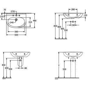 Villeroy & Boch O.novo Chiuvetă - Oval, 650x480mm, Alb de Alpi Villeroy & Boch O.novo Chiuvetă - Oval, 650x480mm, Alb de Alpi