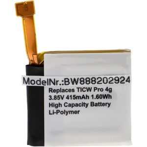 vhbw Sostituzione Batteria TicWatch - 415mAh Li-Polymer - Batteria Smartwatch vhbw Sostituzione Batteria TicWatch - 415mAh Li-Polymer - Batteria Smartwatch
