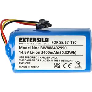 EXTENSILO - Battery for Qihoo Robot Vacuum (3400 mAh, 14.8 V) - No Color EXTENSILO - Battery for Qihoo Robot Vacuum (3400 mAh, 14.8 V) - No Color