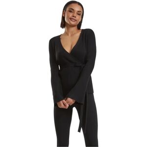 Urban Classics Ladies Rib Knit Wrapped Cardigan - Women’s Black M Urban Classics Ladies Rib Knit Wrapped Cardigan - Women’s Black M