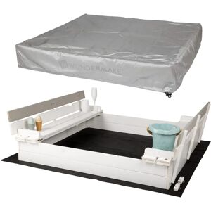 WONDERMAKE Holzsandkasten mit Dachabdeckung - Kindersicher - 120x120x39cm WONDERMAKE Holzsandkasten mit Dachabdeckung - Kindersicher - 120x120x39cm