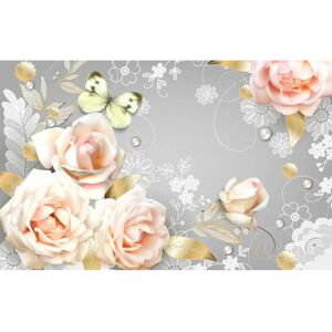 PAPERMOON Blumen mit Schmetterling Tapete - Tapeten PAPERMOON Blumen mit Schmetterling Tapete - Tapeten