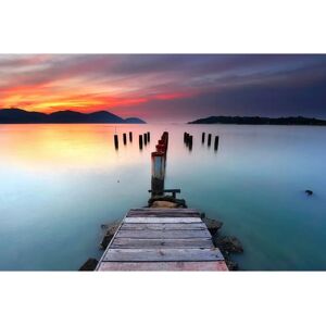 PAPERMOON Wald Wandbild - Landschaft Natur Meer Holz Pier Dämmerung Tapete PAPERMOON Wald Wandbild - Landschaft Natur Meer Holz Pier Dämmerung Tapete