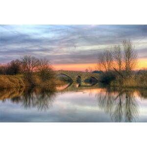 PAPERMOON Fototapete Stein-Brücke-Fluss See Strand Sonne Wald Natur - Tapete PAPERMOON Fototapete Stein-Brücke-Fluss See Strand Sonne Wald Natur - Tapete