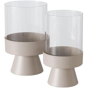 Set de Portavelas Pallas de Cristal Beige - Moderno y Elegante Set de Portavelas Pallas de Cristal Beige - Moderno y Elegante