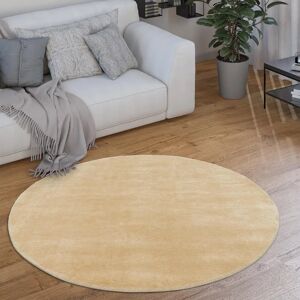 Alfombra Beige Redonda de Pelo Corto Alfombra Beige Redonda de Pelo Corto