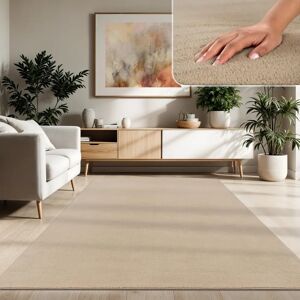 Tappeto beige Paco Home 200 cm quadrato - Morbido pelo corto Tappeto beige Paco Home 200 cm quadrato - Morbido pelo corto