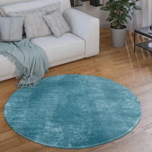 Paco Home - Tapis rond turquoise à poil court - 80cm - Publicité Paco Home - Tapis rond turquoise à poil court - 80cm - Publicité