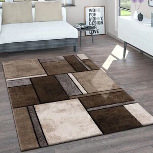 Alfombra Vintage de Pelo Corto Paco Home - 3D Geométrica Marrón - Salón Alfombra Vintage de Pelo Corto Paco Home - 3D Geométrica Marrón - Salón