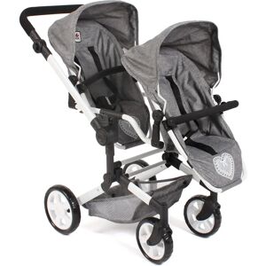 CHIC2000 Linus Duo Grey Doll Stroller - Twin, Adjustable, Foldable CHIC2000 Linus Duo Grey Doll Stroller - Twin, Adjustable, Foldable