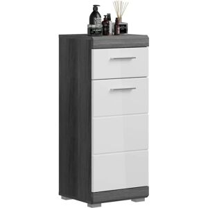 Scout Badezimmer Kommode - Hochglanz Weiß & Rauchgrau - 37cm Scout Badezimmer Kommode - Hochglanz Weiß & Rauchgrau - 37cm