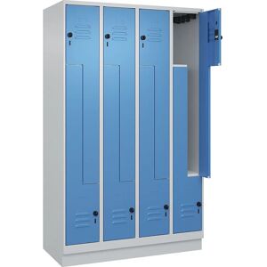 C+P Hellgrau/Blau Schließfach - 4 Fächer - Stahl, Belüftete Türen C+P Hellgrau/Blau Schließfach - 4 Fächer - Stahl, Belüftete Türen