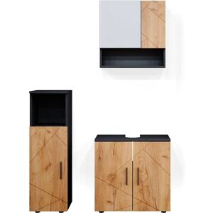 Ensemble de meubles de bain Vicco Irma - Antracite/Chêne - 3 pièces - Publicité Ensemble de meubles de bain Vicco Irma - Antracite/Chêne - 3 pièces - Publicité