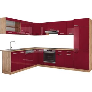 Vicco Cocina Esquinera R-Line, burdeos brillo alto / roble dorado - Mueble de esquina de cocina Vicco Cocina Esquinera R-Line, burdeos brillo alto / roble dorado - Mueble de esquina de cocina