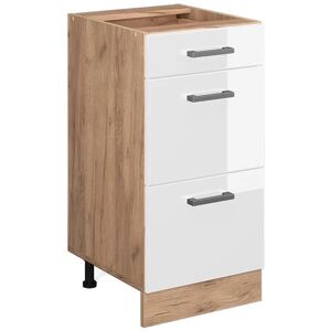 Gabinete base de cocina Vicco R-Line Blanco alto brillo / Roble dorado - 40cm Gabinete base de cocina Vicco R-Line Blanco alto brillo / Roble dorado - 40cm
