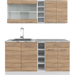 Vicco - Cocina compacta 160cm R-Line, Sonoma/Blanco Vicco - Cocina compacta 160cm R-Line, Sonoma/Blanco