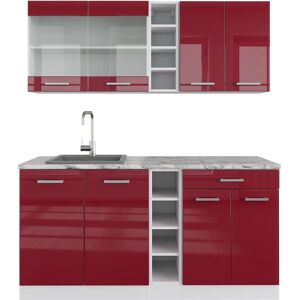 Vicco Mini Cocina 160cm Bordeaux Brillo Intenso Blanco - Kitchenette Vicco Mini Cocina 160cm Bordeaux Brillo Intenso Blanco - Kitchenette